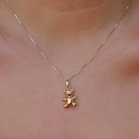 14K Solid Gold Bear Pendant 1.5g - Picture 3 of 4